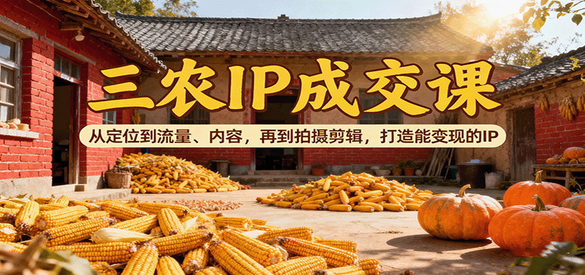 三农IP成交课：从定位到流量、内容，再到拍摄剪辑，打造能变现的IP-亿佰盟网