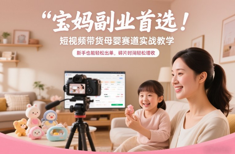 宝妈副业首选!短视频带货母婴赛道实战教学,新手也能轻松出单,碎片时间轻松增收-亿佰盟网