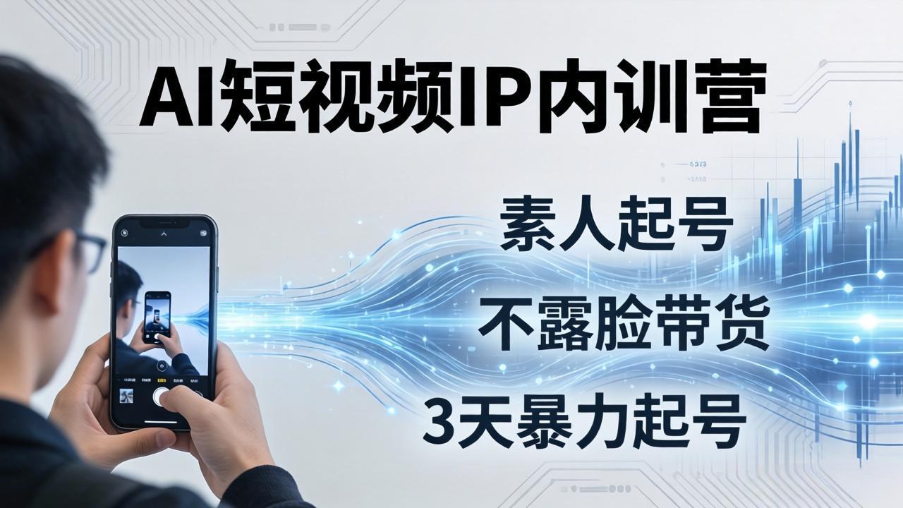 2026AI短视频IP内训营：从素人起号到不露脸带货，3天暴力起号全流程拆解-亿起创业网-副业兼职月入过万