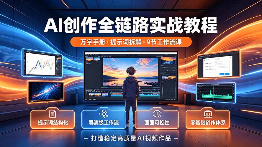 AI创作全链路实战教程|万字手册·提示词拆解·9节工作流课,打造稳定高质量AI视频作品-亿起创业网-副业兼职月入过万-自媒体、引流推广、网赚项目、短视频、技术教程等创业项目资源