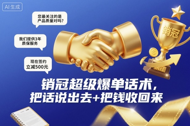 销冠超级爆单话术，把话说出去+把钱收回来-亿佰盟网