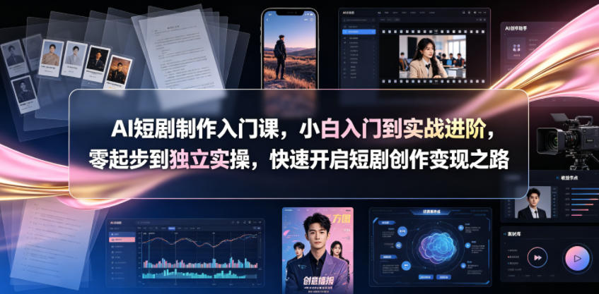 AI短剧制作入门课，小白入门到实战进阶，零起步到独立实操，快速开启短剧创作变现之路-亿起创业网-副业兼职月入过万-自媒体、引流推广、网赚项目、短视频、技术教程等创业项目资源