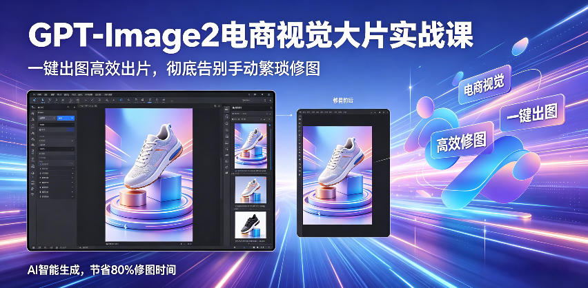 GPT-Image2电商视觉大片实战课，一键出图高效出片，彻底告别手动繁琐修图-亿起创业网-副业兼职月入过万-自媒体、引流推广、网赚项目、短视频、技术教程等创业项目资源