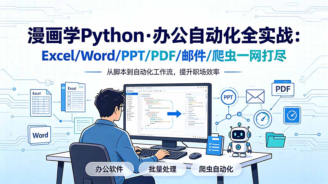 漫画学Python·办公自动化全实战：Excel/Word/PPT/PDF/邮件/爬虫一网打尽-亿起创业网-副业兼职月入过万-自媒体、引流推广、网赚项目、短视频、技术教程等创业项目资源