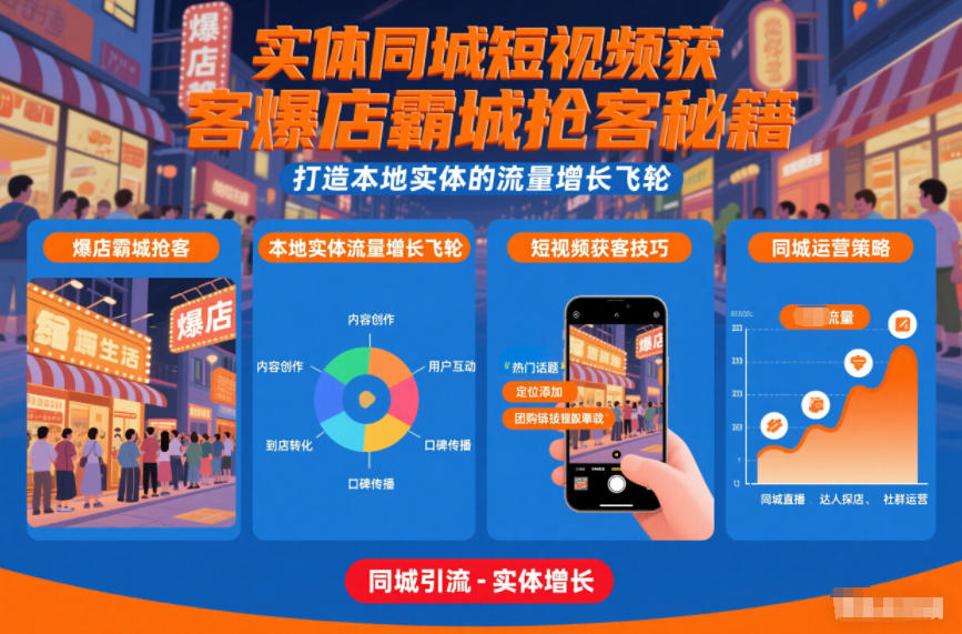 实体同城短视频获客爆店霸城抢客秘籍，打造本地实体的流量增长飞轮-亿佰盟网