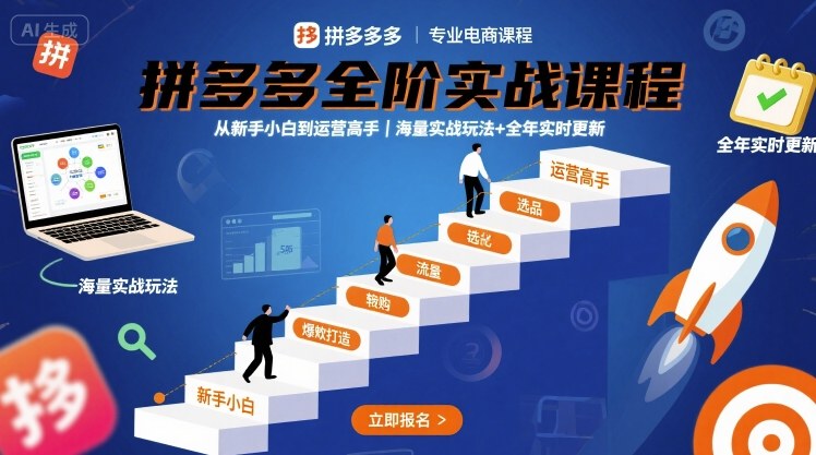 拼多多全阶实战课程,从新手小白到运营高手,海量实战玩法+全年实时更新【2025年10月更新】-亿佰盟网