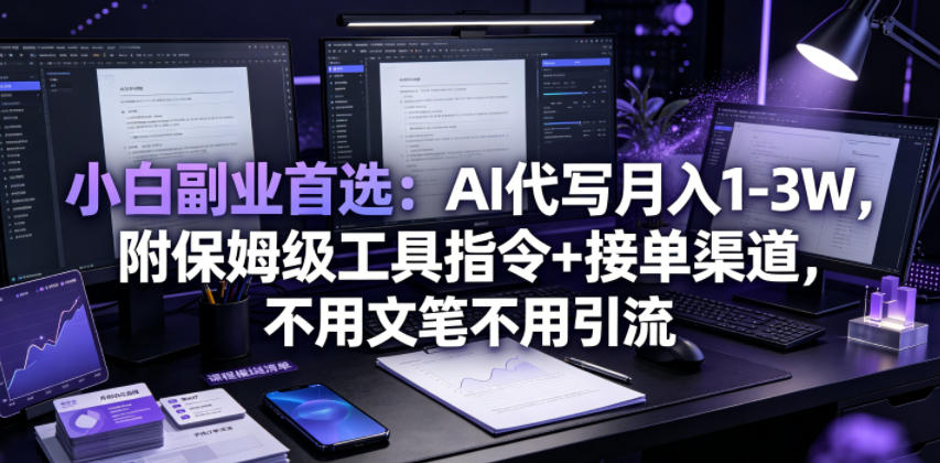 小白副业首选：AI代写月入1-3W，附保姆级工具指令+接单渠道，不用文笔不用引流【揭秘】-亿起创业网-副业兼职月入过万-自媒体、引流推广、网赚项目、短视频、技术教程等创业项目资源