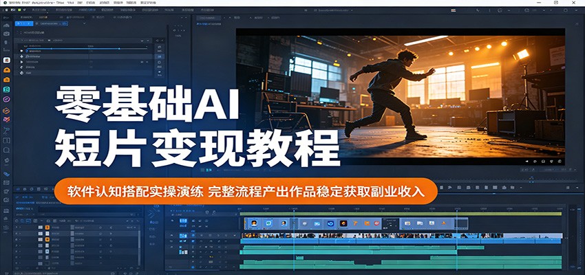 零基础AI短片变现教程：软件认知搭配实操演练，完整流程产出作品稳定获取副业收入-亿起创业网-副业兼职月入过万-自媒体、引流推广、网赚项目、短视频、技术教程等创业项目资源
