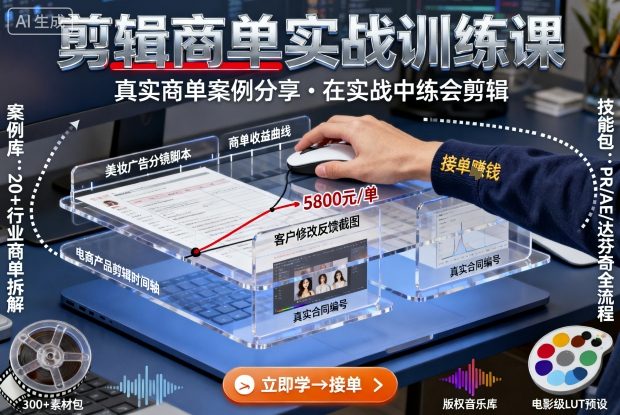 剪辑商单实战训练课,真实商单案例分享,在实战中练会剪辑-亿佰盟网