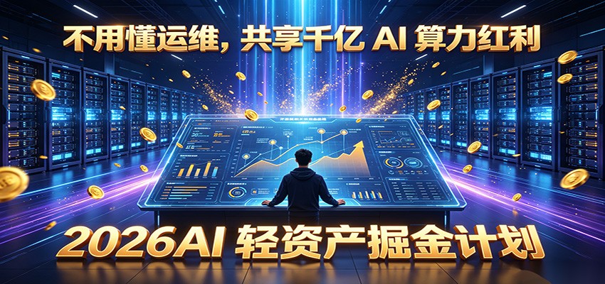 不用懂运维，共享千亿 AI 算力红利，2026AI 轻资产掘金计划-亿起创业网-副业兼职月入过万-自媒体、引流推广、网赚项目、短视频、技术教程等创业项目资源