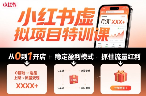 小红书虚拟项目特训课，帮你从0到1打造稳定盈利的店铺，抓住流量红利(更新9月)-亿佰盟网