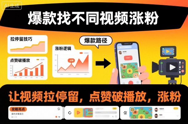 爆款找不同视频涨粉，让视频拉停留，实现点赞，破播放，涨粉-亿佰盟网