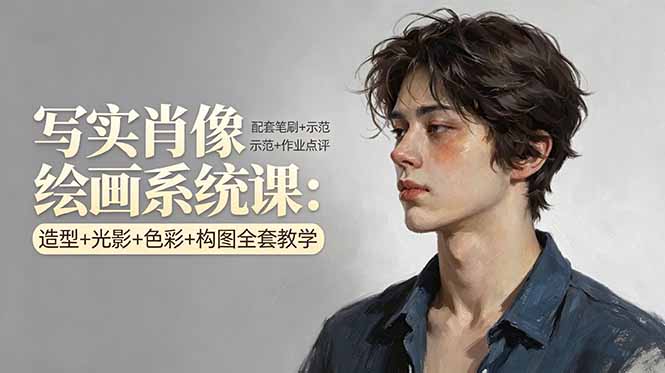 写实肖像绘画系统课：造型+光影+色彩+构图全套教学，配套笔刷+示范+作业点评-亿起创业网-副业兼职月入过万-自媒体、引流推广、网赚项目、短视频、技术教程等创业项目资源