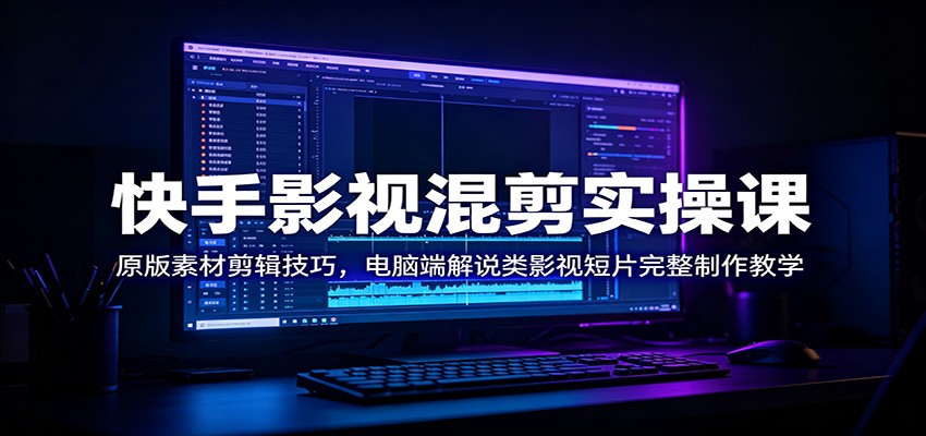 快手影视混剪实操课：原版素材剪辑技巧，电脑端解说类影视短片完整制作教学-亿起创业网-副业兼职月入过万-自媒体、引流推广、网赚项目、短视频、技术教程等创业项目资源