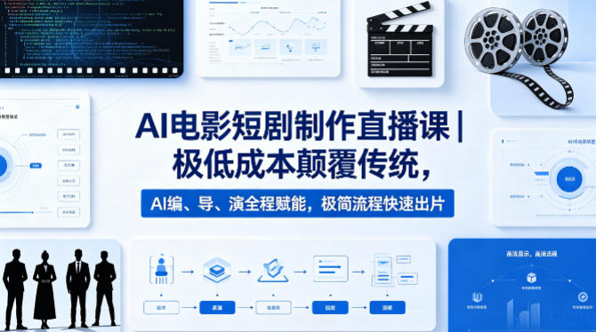 AI电影短剧制作直播课｜极低成本颠覆传统，AI编、导、演全程赋能，极简流程快速出片-亿起创业网-副业兼职月入过万-自媒体、引流推广、网赚项目、短视频、技术教程等创业项目资源