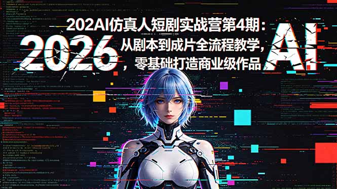 2026AI仿真人短剧实战营第4期：从剧本到成片全流程教学，零基础打造商业级作品-亿起创业网-副业兼职月入过万-自媒体、引流推广、网赚项目、短视频、技术教程等创业项目资源