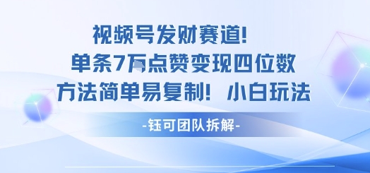 视频号发财赛道单条7W点赞变现四位数方法简单易复制小白玩法-亿佰盟网