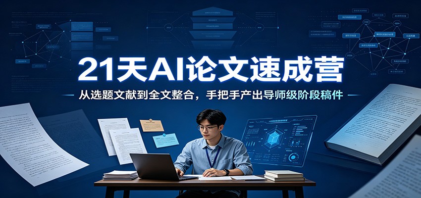 21天AI论文速成营：从选题文献到全文整合，手把手产出导师级阶段稿件-亿起创业网-副业兼职月入过万-自媒体、引流推广、网赚项目、短视频、技术教程等创业项目资源
