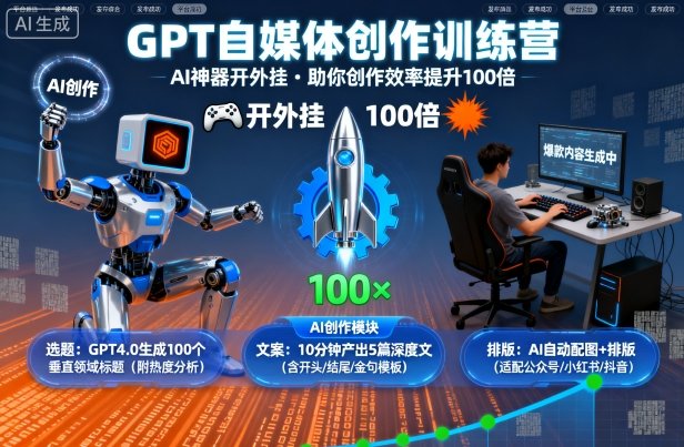 GPT自媒体创作训练营：AI神器开外挂，助你创作效率提升100倍-亿佰盟网
