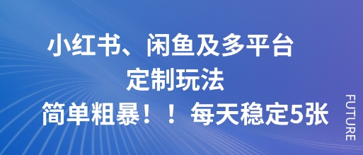 小红书、闲鱼及多平台定制玩法简单粗暴！每天稳定5张-亿佰盟网
