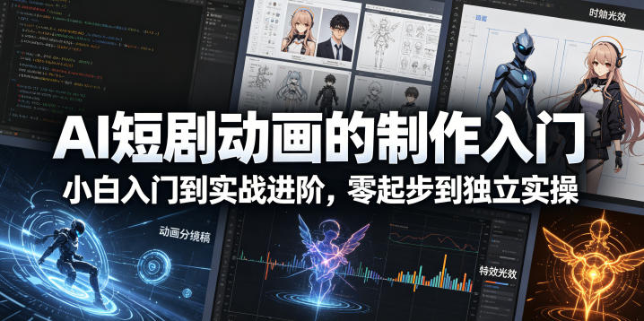 AI短剧动画的制作入门，小白入门到实战进阶，零起步到独立实操-亿起创业网-副业兼职月入过万-自媒体、引流推广、网赚项目、短视频、技术教程等创业项目资源