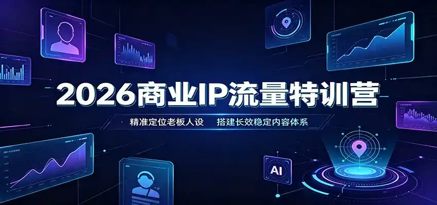 2026商业IP流量特训营：精准定位老板人设，搭建长效稳定内容体系-亿起创业网-副业兼职月入过万-自媒体、引流推广、网赚项目、短视频、技术教程等创业项目资源