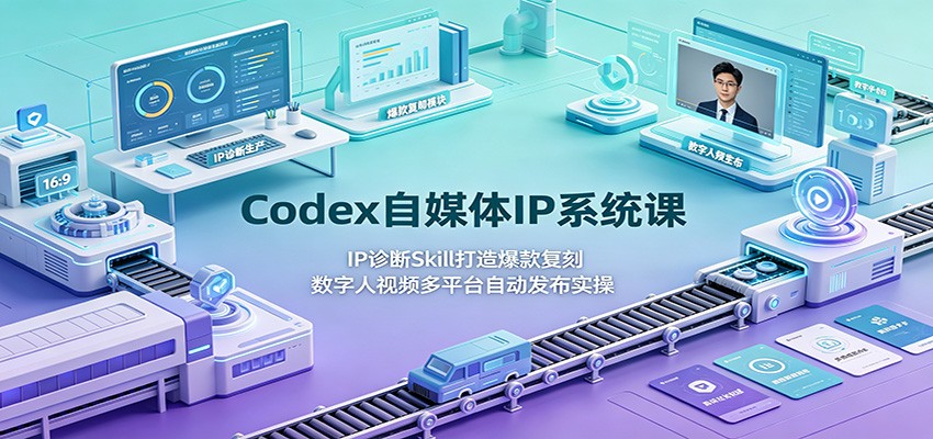 Codex自媒体IP系统课：IP诊断Skill打造爆款复刻，数字人视频多平台自动发布实操-亿起创业网-副业兼职月入过万-自媒体、引流推广、网赚项目、短视频、技术教程等创业项目资源