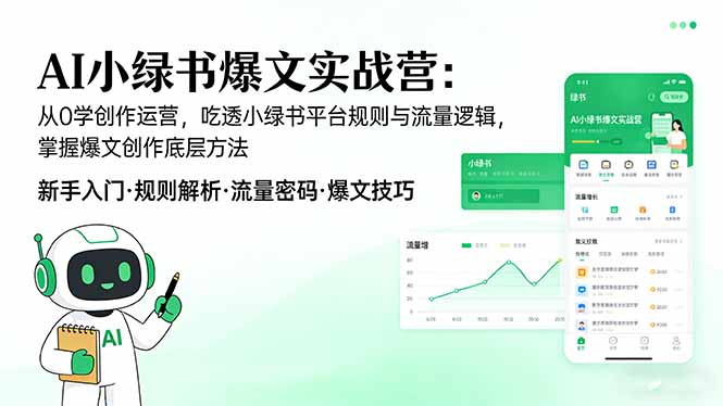 AI 小绿书爆文实战营：从0学创作运营，吃透小绿书平台规则与流量逻辑，掌握爆文创作底层方法-亿佰盟网