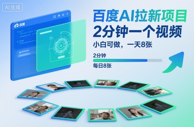百度AI拉新项目，2分钟一个视频，小白可做，一天8张【附案例+保姆级教程】-亿佰盟网