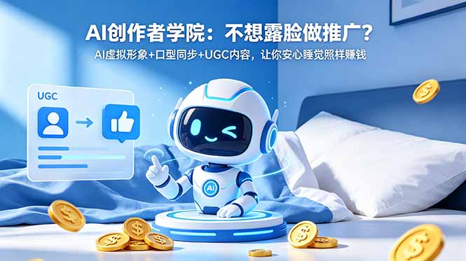 AI创作者学院：不想露脸做推广？AI虚拟形象+口型同步+UGC内容，让你安心睡觉照样赚钱-亿起创业网-副业兼职月入过万-自媒体、引流推广、网赚项目、短视频、技术教程等创业项目资源