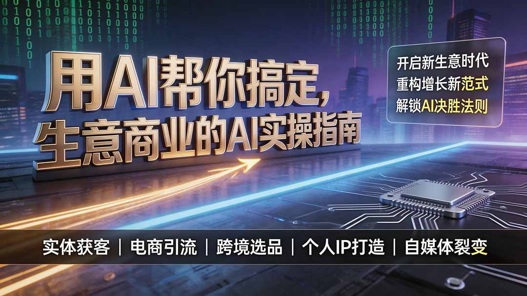 用AI帮你搞定，生意商业的AI实操指南，开启新生意时代，重构增长新范式，解锁AI时代决胜法则-亿起创业网-副业兼职月入过万-自媒体、引流推广、网赚项目、短视频、技术教程等创业项目资源