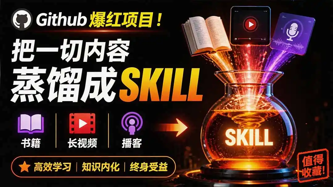 全网走红！GitHub上6.7K Star的开源项目，把任何书、长视频、播客蒸馏成AI工具，值得收藏 cangjie-skill-亿起创业网-副业兼职月入过万-自媒体、引流推广、网赚项目、短视频、技术教程等创业项目资源