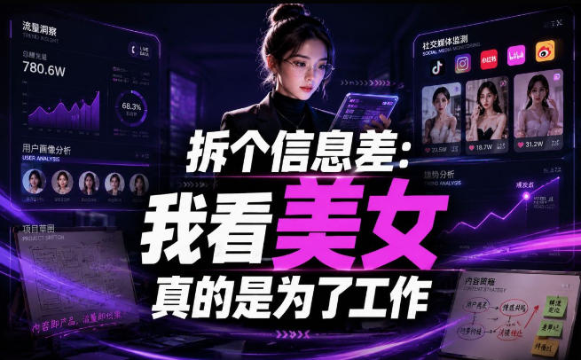 【理直气壮】我给看美女找了一个非常恰当的理由，信息差项目-亿起创业网-副业兼职月入过万-自媒体、引流推广、网赚项目、短视频、技术教程等创业项目资源