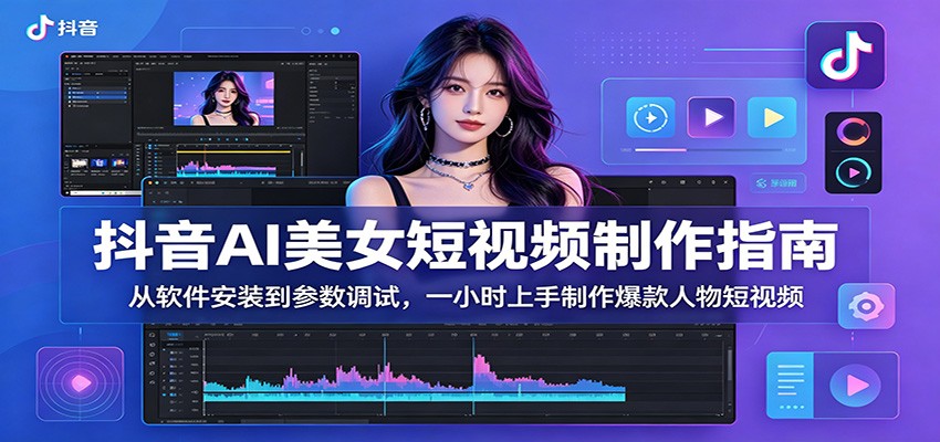 抖音AI美女短视频制作指南：从软件安装到参数调试，一小时上手制作爆款人物短视频-亿起创业网-副业兼职月入过万-自媒体、引流推广、网赚项目、短视频、技术教程等创业项目资源