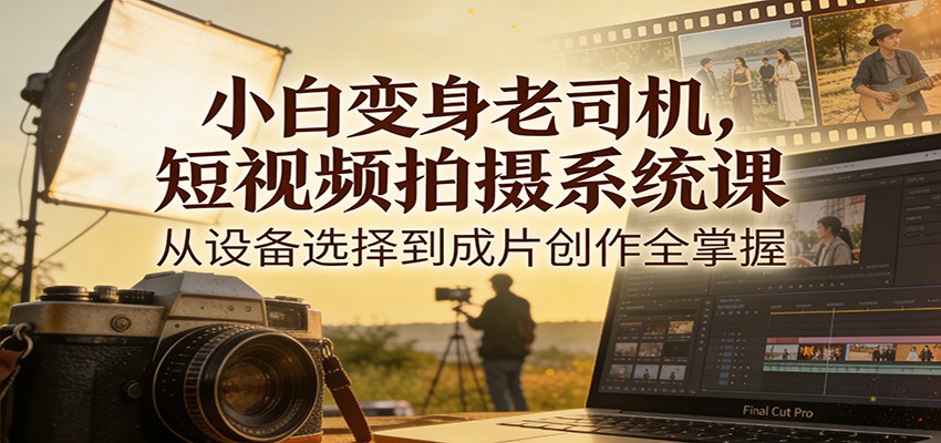小白变身老司机，短视频拍摄系统课，从设备选择到成片创作全掌握-亿佰盟网