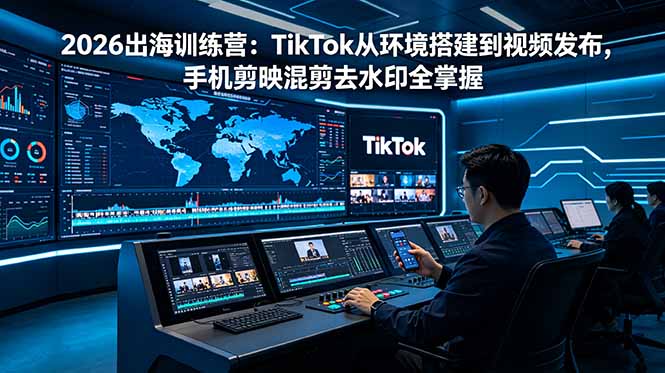 2026出海训练营：TikTok从环境搭建到视频发布，手机剪映混剪去水印全掌握-亿起创业网-副业兼职月入过万-自媒体、引流推广、网赚项目、短视频、技术教程等创业项目资源