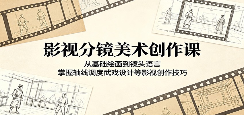 影视分镜美术创作课：从基础绘画到镜头语言，掌握轴线调度武戏设计等影视创作技巧-亿起创业网-副业兼职月入过万-自媒体、引流推广、网赚项目、短视频、技术教程等创业项目资源