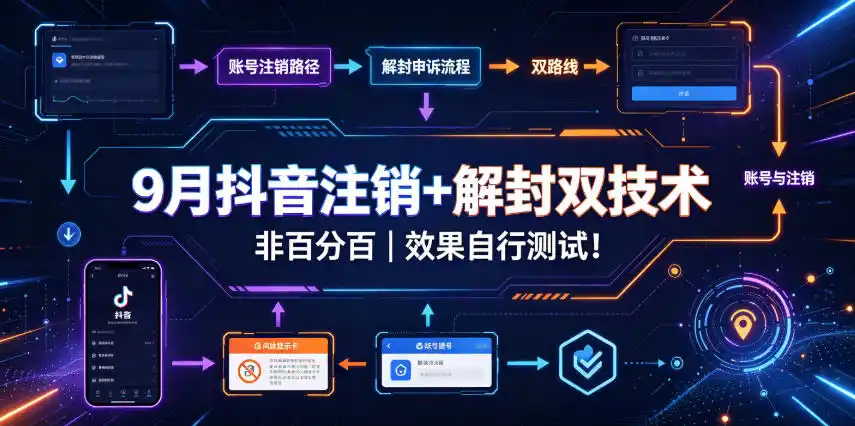 9月抖音注销+解封双技术，非百分百，效果自行测试！-亿起创业网-副业兼职月入过万-自媒体、引流推广、网赚项目、短视频、技术教程等创业项目资源