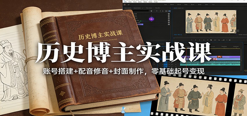 历史博主实战课：账号搭建+配音修音+封面制作，零基础起号变现-亿佰盟网
