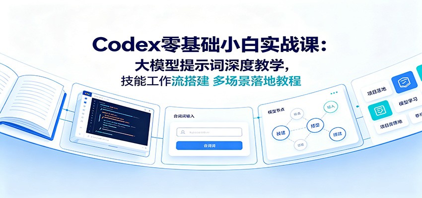 Codex零基础小白实战课：大模型提示词深度教学，技能工作流搭建多场景落地教程-亿起创业网-副业兼职月入过万-自媒体、引流推广、网赚项目、短视频、技术教程等创业项目资源