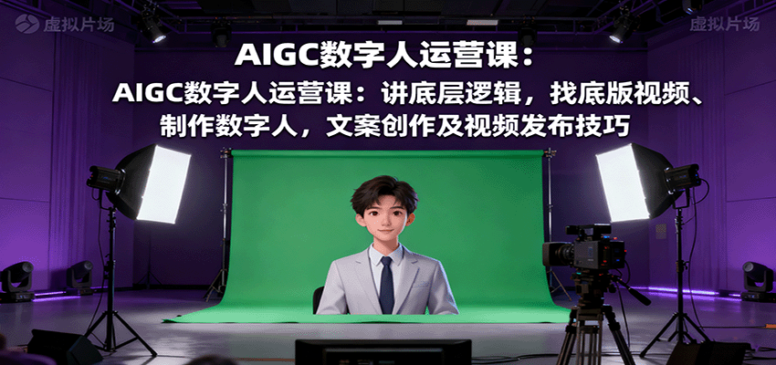 AIGC数字人运营课：讲底层逻辑，找底版视频、制作数字人，文案创作及视频发布技巧-亿佰盟网