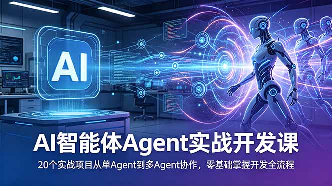 AI智能体Agent实战开发课：20个实战项目从单Agent到多Agent协作，零基础掌握开发全流程-亿起创业网-副业兼职月入过万-自媒体、引流推广、网赚项目、短视频、技术教程等创业项目资源