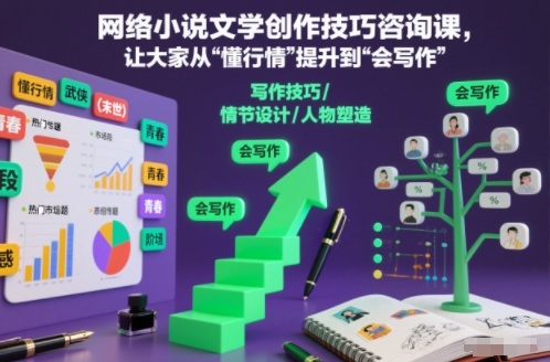 网络小说文学创作技巧咨询课，让大家从“懂行情”提升到”会写作”的高度-亿佰盟网