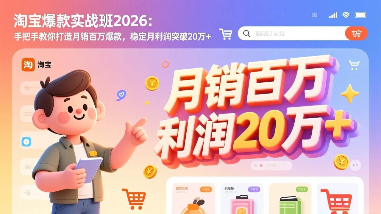 淘宝爆款实战班-2026年2月更新：手把手教你打造月销百万爆款，稳定月利润突破20万+-亿佰盟网