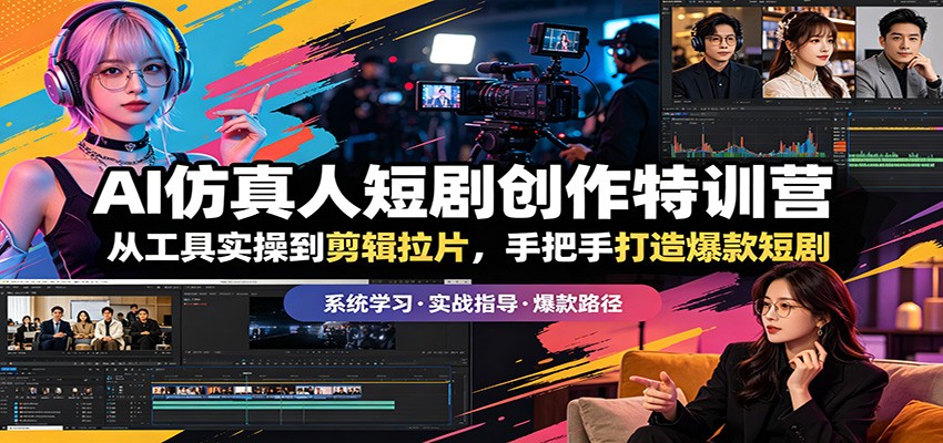 AI仿真人短剧创作特训营：从工具实操到剪辑拉片，手把手打造爆款短剧-亿起创业网-副业兼职月入过万-自媒体、引流推广、网赚项目、短视频、技术教程等创业项目资源