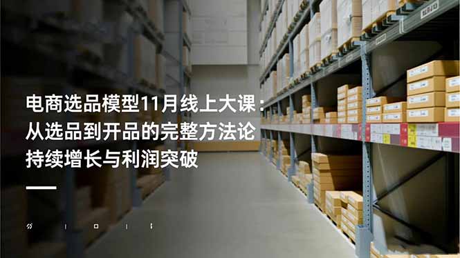 电商选品模型11月线上大课：从选品到开品的完整方法论 持续增长与利润突破-亿佰盟网