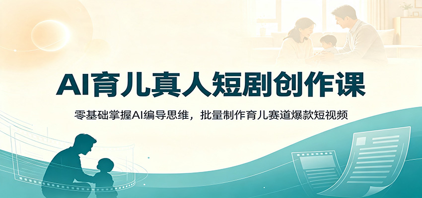 AI育儿真人短剧创作课：零基础掌握AI编导思维，批量制作育儿赛道爆款短视频-亿起创业网-副业兼职月入过万-自媒体、引流推广、网赚项目、短视频、技术教程等创业项目资源