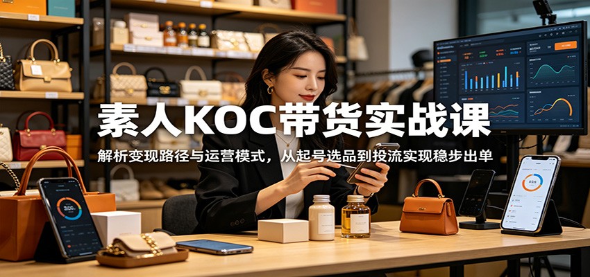 素人KOC带货实战课：解析变现路径与运营模式，从起号选品到投流实现稳步出单-亿起创业网-副业兼职月入过万-自媒体、引流推广、网赚项目、短视频、技术教程等创业项目资源
