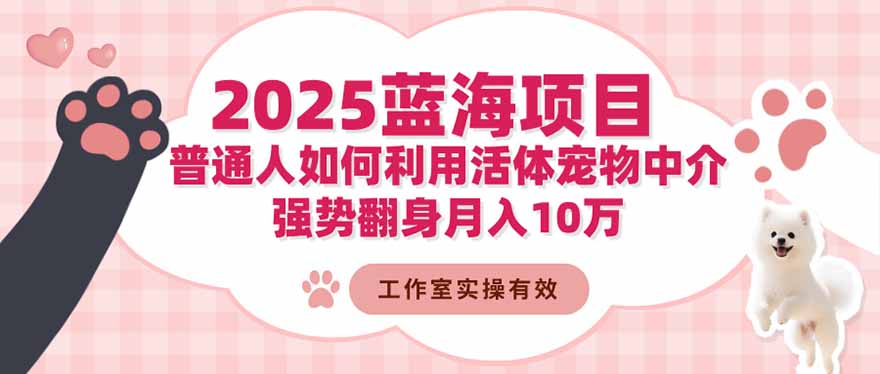 2025蓝海项目：普通人如何利用活体宠物中介，强势翻身月入10万-亿佰盟网