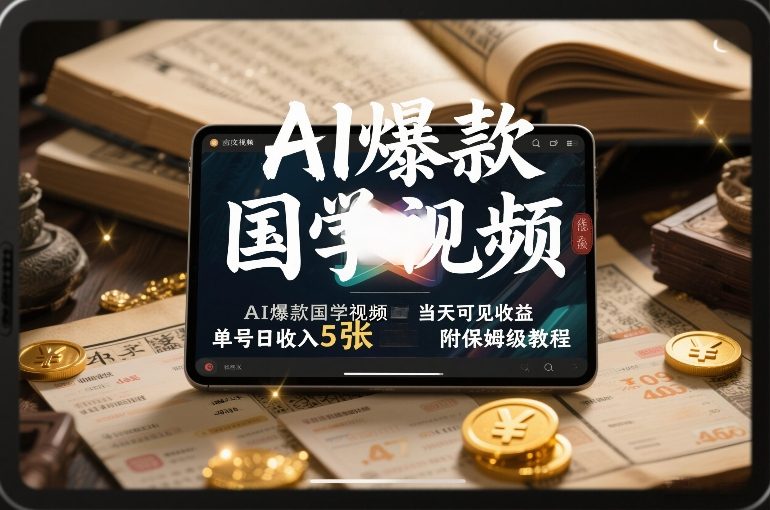 AI爆款国学视频，独家起号方法，小白直接上手，当天可见收益，单号日收入5张+附保姆级教程-亿佰盟网